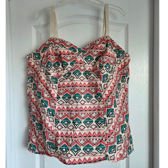 Torrid Bustier Tank Top Geometric Aztek Tribal Print Sleeveless Sz 4X Beach - Picture 1 of 6